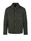 Burberry Green Quilted Jacket With Classic Collar In Tech Fabric Man In Green
