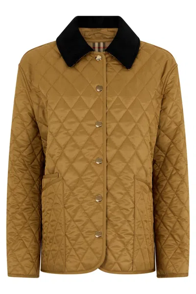 Burberry Quilted Jacket With Contrast Collar - Women's In Brown