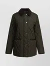 Burberry Quilted Jacket With Corduroy Collar And Pockets In Gray