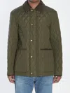Burberry Quilted Jacket With Corduroy Collar In Green