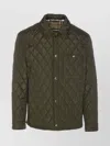 Burberry Men Green Quilted Jacket With Classic Collar In Tech Fabric Man