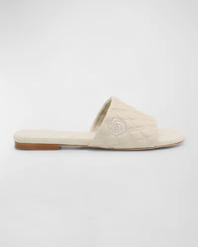 Burberry Quilted Leather Flat Sandals In Plaster