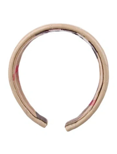Pre-owned Burberry Quilted Leather Headband In Neutral