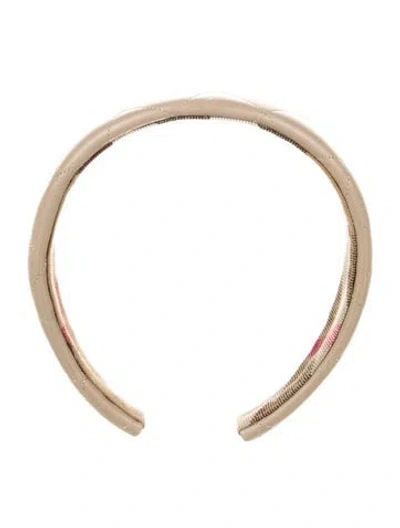 Pre-owned Burberry Quilted Leather Headband In Neutral