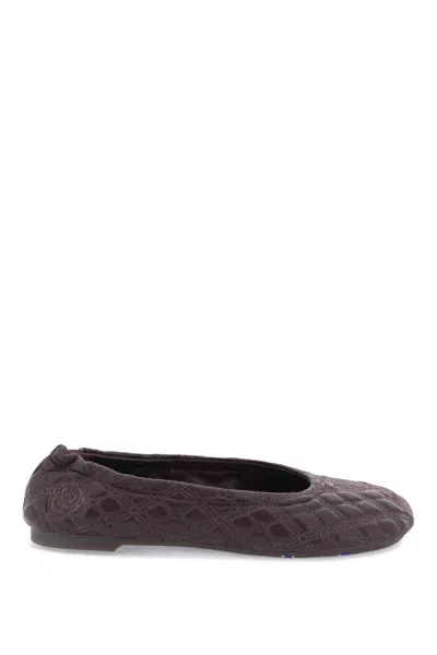 Burberry Quilted Leather Sadler Ballet Flats In Gray