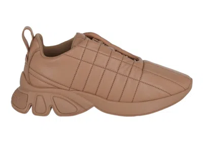 Pre-owned Burberry Quilted Leather Sneaker (women's) Sneakers In Light Beige