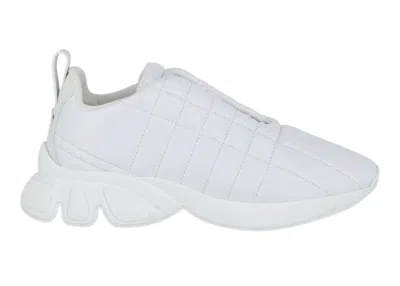Pre-owned Burberry Quilted Leather Sneaker (women's) Sneakers In White
