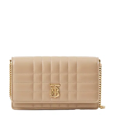 Burberry Quilted Lola Clutch Bag In Nude