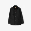 Burberry Women 'oldham' Black Quilted Jacket With Corduroy Collar In Tech Fabric Woman In Black