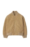 Burberry Quilted Bomber Jacket In Sand