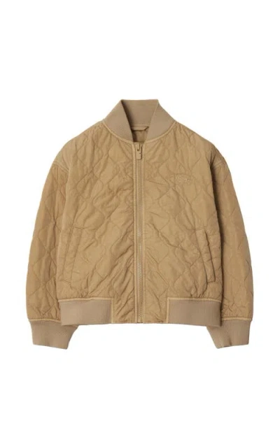Burberry Kids' Quilted Bomber Jacket In Sand