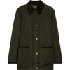 Burberry Quilted Jacket Corduroy Collar Casual In Green