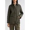 Burberry Quilted Jacket Corduroy Collar Casual In Green