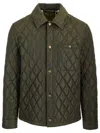 Burberry Green Quilted Jacket With Classic Collar In Tech Fabric Man In Green
