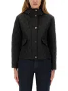 Burberry Quilted Hooded Jacket Front Pockets In Black