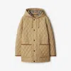 Burberry Water Repellent Quilted Nylon Parka In Flax