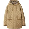 Burberry Water Repellent Quilted Nylon Parka In Flax