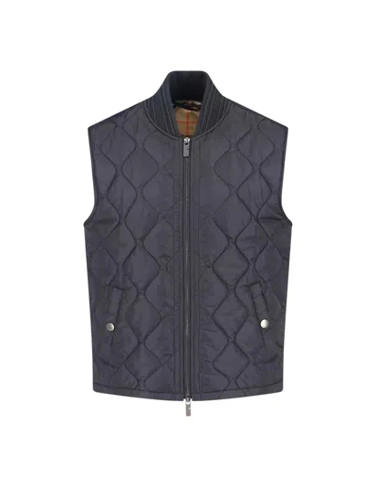 Burberry Quilted Nylon Gilet In Blue