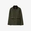Burberry Quilted Nylon Jacket With Belt In Green