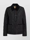 Burberry Quilted Nylon Jacket Collared Neck In Black