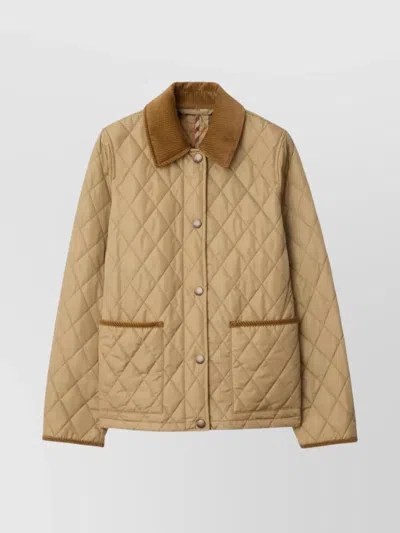 BURBERRY QUILTED NYLON JACKET CORDUROY COLLAR