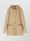 Burberry Quilted Nylon Jacket Featuring Adjustable Elements In Brown