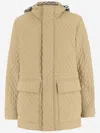 Burberry Quilted Nylon Jacket With Check Hood In Beige