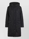 Burberry Quilted Nylon Long Hooded Coat Pockets In Black