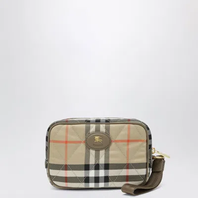 Burberry Quilted Nylon Mini Horseshoe Clutch In Beige
