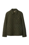 Burberry Green Quilted Jacket With Classic Collar In Tech Fabric Man In Shale