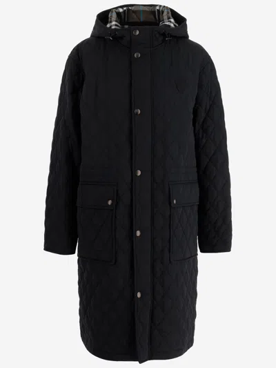 Burberry Quilted Nylon Parka In Black