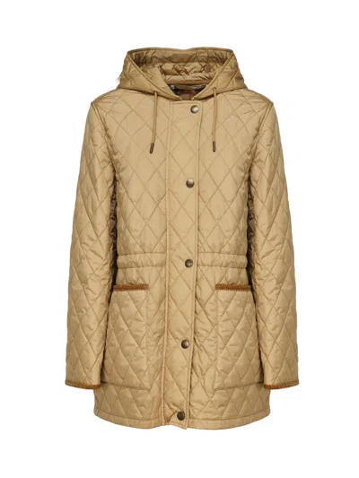 Burberry Quilted Nylon Parka In Brown