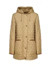 Burberry Quilted Corduroy-trim Parka In Neutral