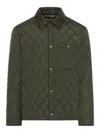 Burberry Green Quilted Jacket With Classic Collar In Tech Fabric Man In Green