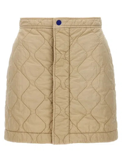 Burberry Quilted Nylon Skirt Skirts In Beige
