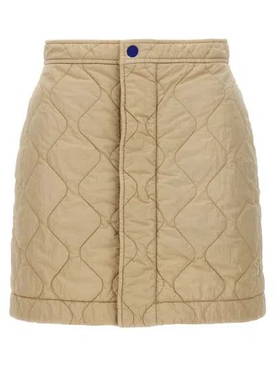 Burberry Quilted Nylon Skirt With Front Button Closure In Neutral