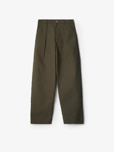 Burberry Diamond-quilted Pleat-detailing Trousers In Green