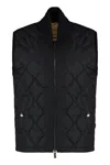 Burberry High Collar Sleeveless Quilted Nylon Vest In Black