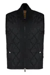 Burberry High Collar Sleeveless Quilted Nylon Vest In Black