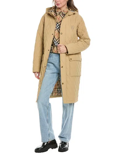 Burberry Quilted Parka In Brown