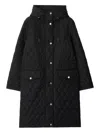 Burberry Quilted Parka Coat In Black