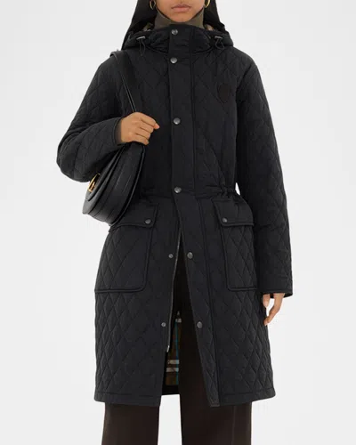 Burberry Quilted Parka Jacket In Black  Snug