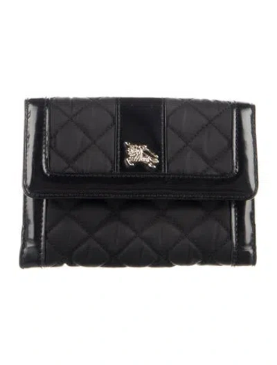 Pre-owned Burberry Quilted Pattern Leather Trifold Wallet In Black