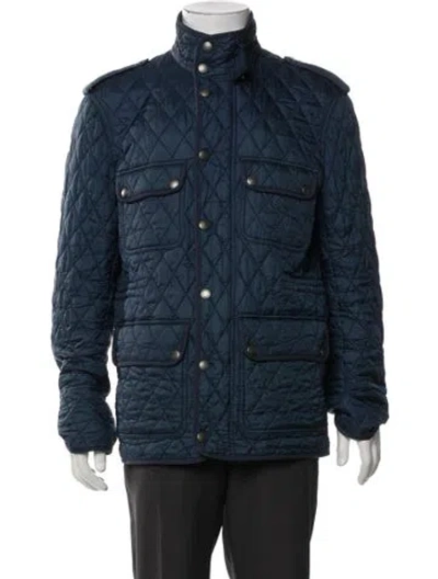 Pre-owned Burberry Quilted Pattern Utility Jacket In Blue
