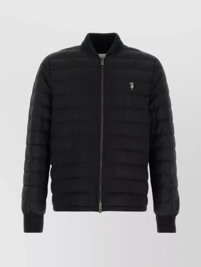Burberry Quilted Polyester Down Jacket With Ribbed Cuffs In Black