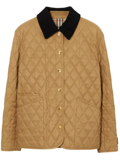 Burberry Quilted Puffer Jacket In Orange