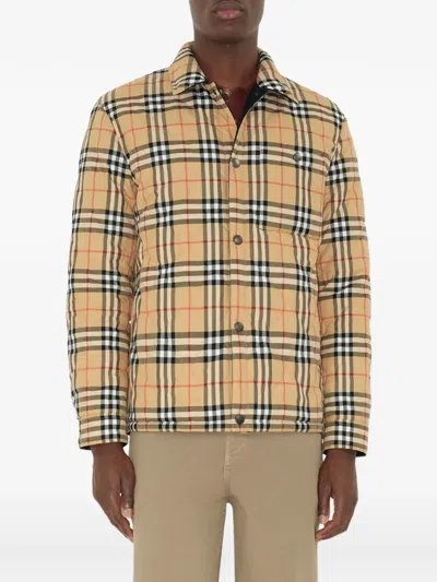 Burberry Cotton Shirt With Check Motif In Multi