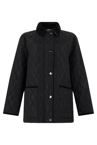 Burberry Quilted Shawl Collar Quilted Jacket In Black