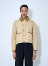 Burberry Oldham Beige Quilted Jacket With Corduroy Collar In Tech Fabric Woman In Neutral