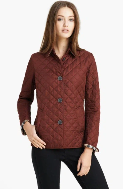 Burberry Quilted Short Jacket In Deep Claret